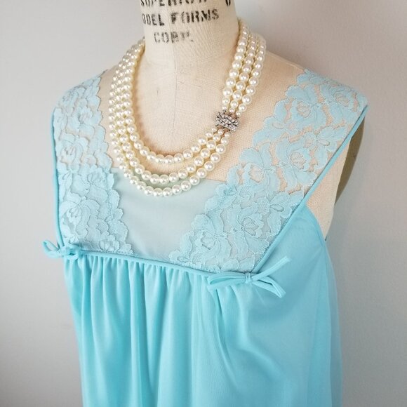 Vintage 1950's Beautiful Blue Peignoir Set Size Small Henson Kickernick - Picture 11 of 16